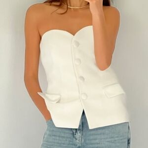 Zara mixed satin strapless top, size S